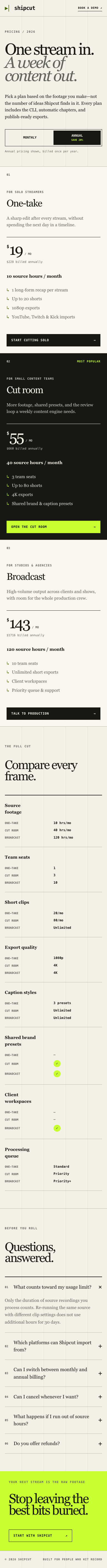 /pricing at mobile