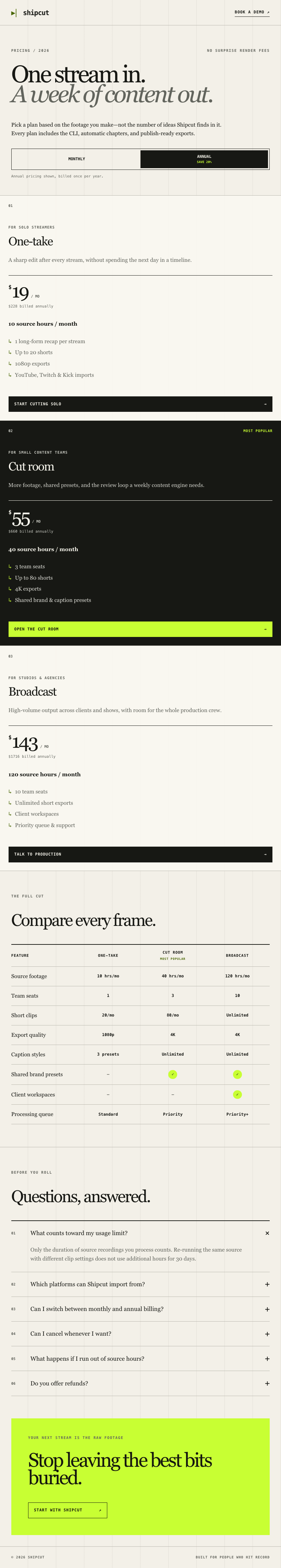 /pricing at tablet